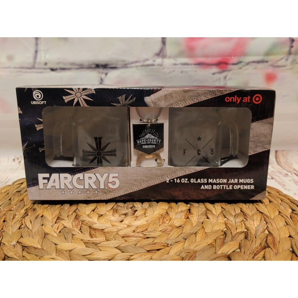 Far Cry 5  2 -  16 oz Mason Jar Mugs and Bottle Opener Target Limited Edition